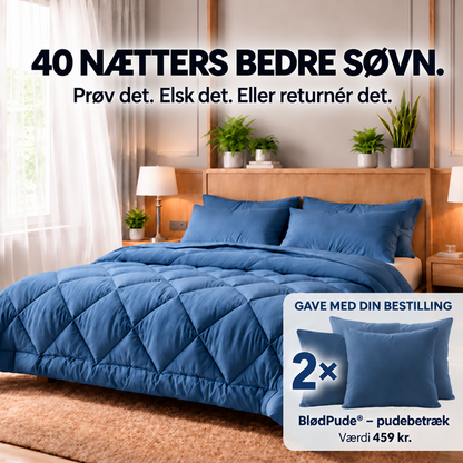 BlødSøvn® – den hurtigtørrende 2-i-1-dyne, der gør dynebetrækket overflødigt.